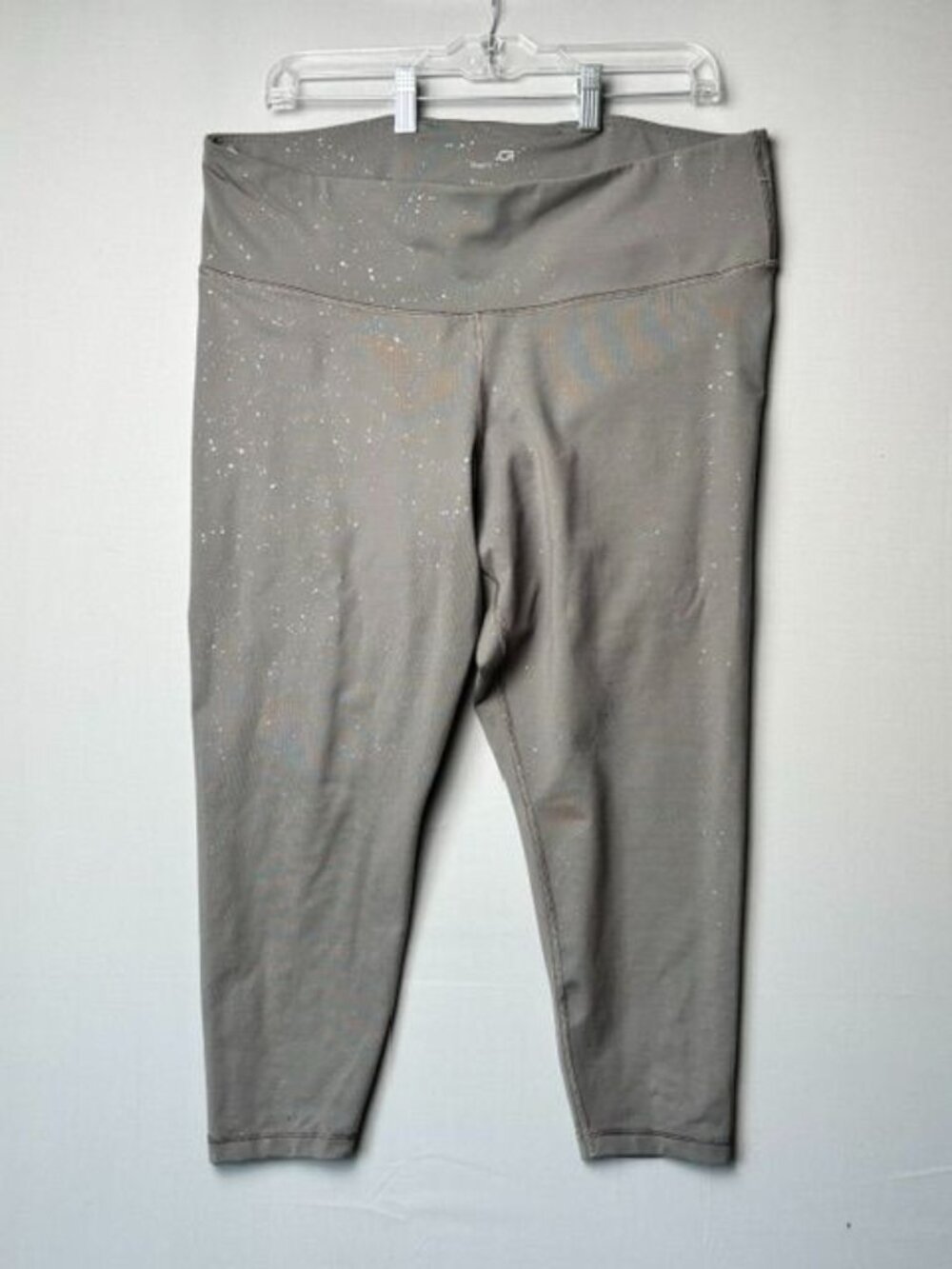 GapFit Women's XL Gray Sliver Splatter Print High Rise Capri Leggings Activewear